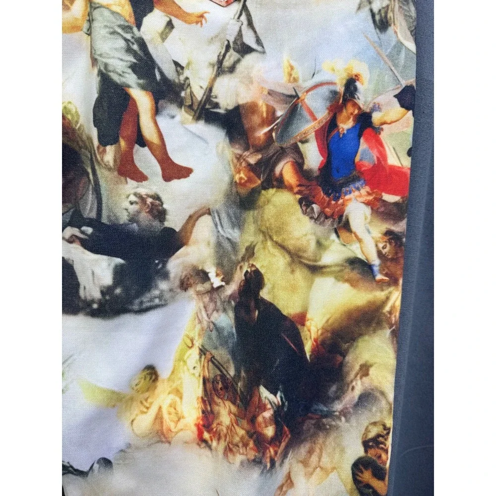 Renaissance Oil Painting Print Slim Fit Pants Angels Cherubs Multi Color 36x30